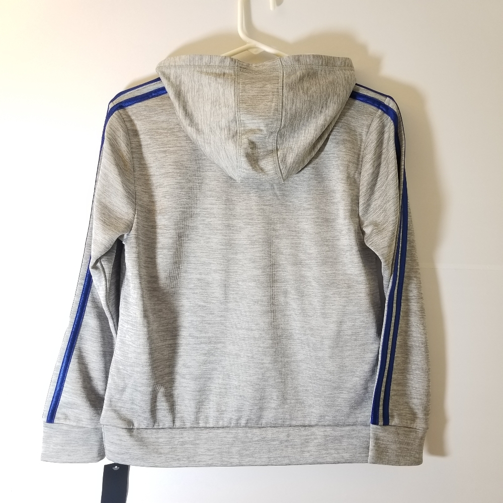 NWT. ADIDAS Grey with Blue Sweatshirt Hoodie. Boys - Picture 2 of 9